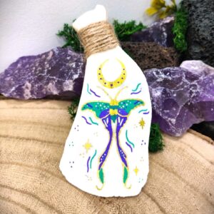 Shoulder bone with moth drawing